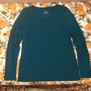 Teal Scoop-neck Ann Taylor Long Sleeve Tee